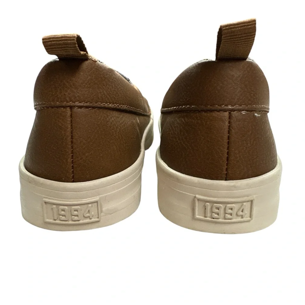 Old Navy Boys Cognac Slip-on Mock Lace Prep Shoes Size 2 Preowned